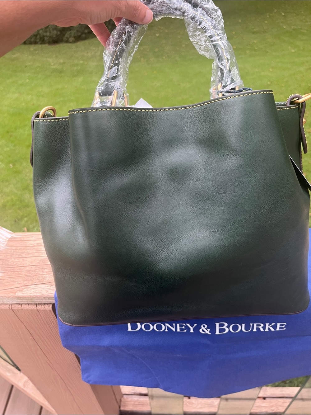 Dooney & Bourke Hunter Green Leather Satchel - Picture 7 of 12